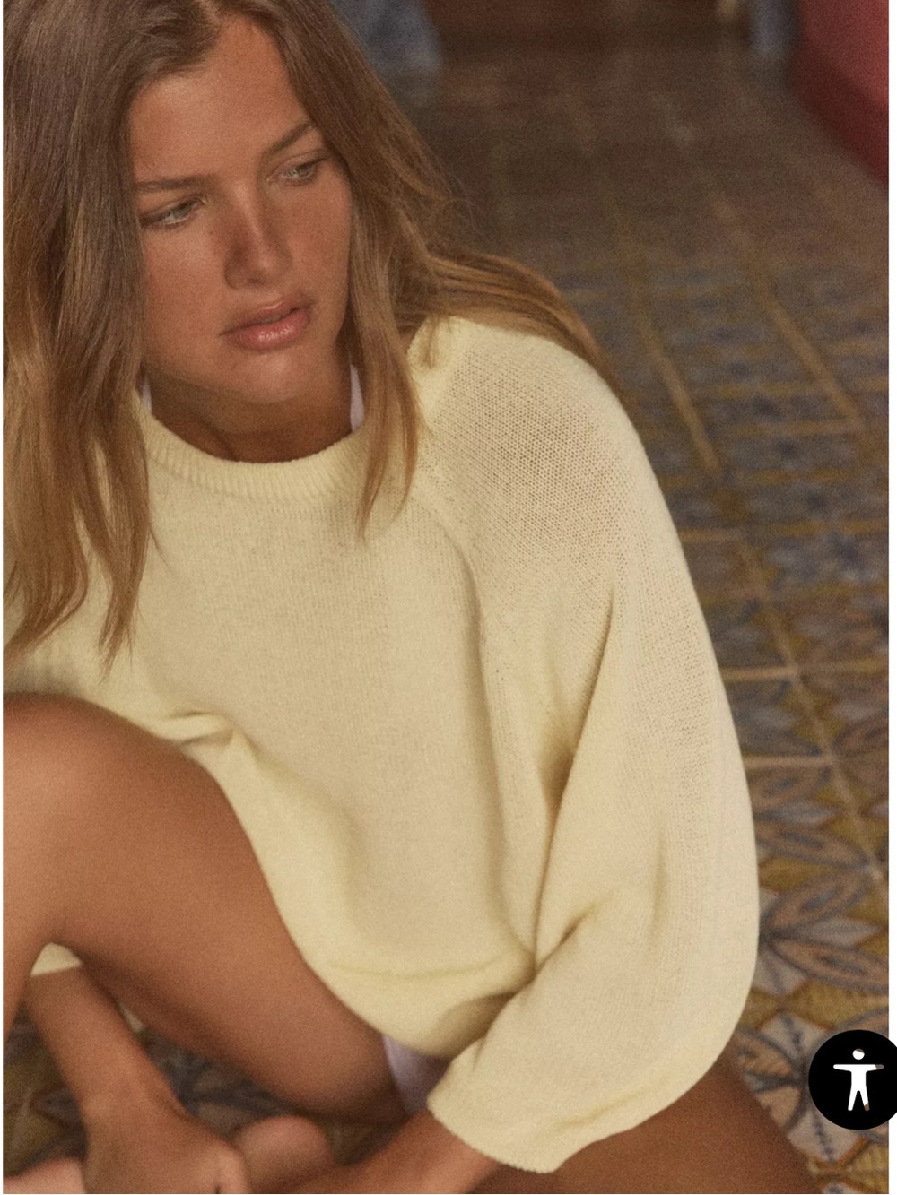 Zara Wide Sleeve Knit Sweater yellow